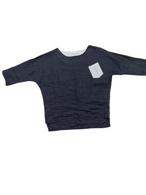 Long sleeve S/M navy high-low batwing pullover over top asymmetrical pocket